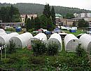 pohled na ��st polopr�zdn�ho are�lu v ned�ln�m de�tiv�m odpoledni p�ed koncem v�stavy